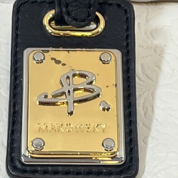 B. Makowsky Leather Black Buckle Luggage Tag Key Chain Gold Logo - Picture 4 of 14